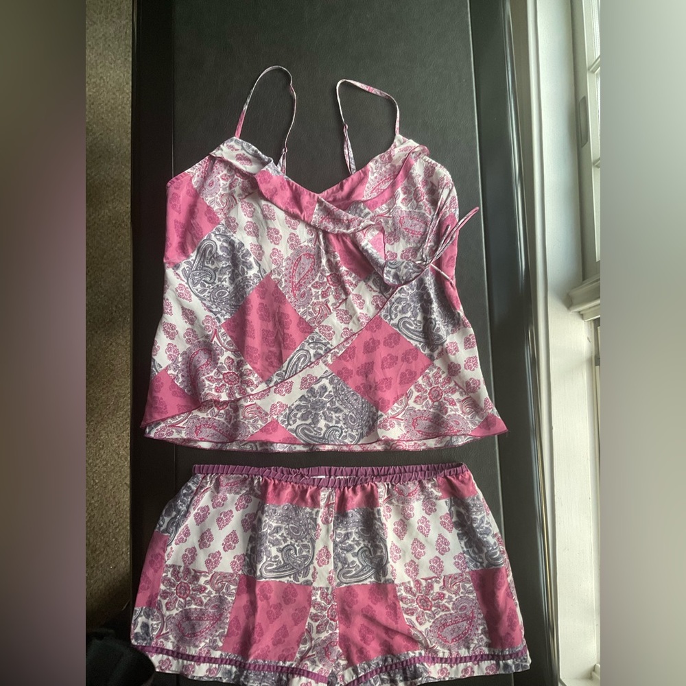 GAP Body Women's Size SP Purple and Pink Paisley 100% Silk Lingerie Set - Picture 4 of 16